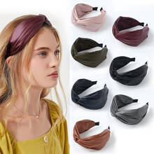 Fashion Leather Hairband Bow Knot Headband Women Hair Bands for Girls Hair Hoop Colorful Solid Color Headbands Hair Accessories 2024 - buy cheap