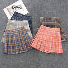 2022 New Style School Uniform Skirt Korean College Wind High Waist Plaid Fashion Elegant Pleated Skirt 2024 - buy cheap