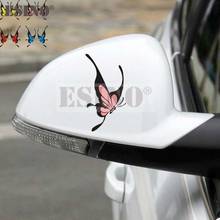 Accesorios de diseño creativo para coche, pegatinas de vinilo con diseño colorido de mariposa voladora, espejos retrovisores, 2 x más nueva 2024 - compra barato