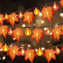 Luzes de decoração para ação de graças, guirlanda de folha de abóbora de bordo 3d, luzes de abóbora para outono, dia das bruxas e natal 2024 - compre barato