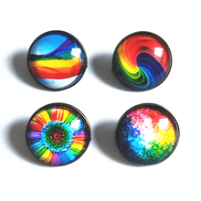 Gay orgulho lgbt símbolo emblema colorido banner flores botão criativo vidro retro broche de metal pinback diy pinos redondos para roupas 2024 - compre barato