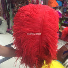 Pena de avestruz vermelho, poste grande de 10 peças 70-75 cm/28-30 polegadas, pena de avestruz para decoração de casamento, penugem de alta qualidade 2024 - compre barato