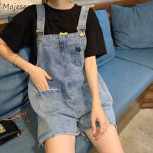 Rompers Women Denim Overalls Hot Sale 5XL Suspender Hole Vintage Students Female Ulzzang BF Short Trousers Loose Chic Fashion 2024 - buy cheap