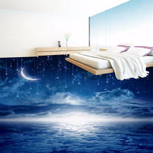 Custom 3D Floor Tiles Mural Wallpaper Night sky Vinyl Self adhesive wWaterproof PVC Floor Living Room Bathroom Papel De Parede 2024 - buy cheap