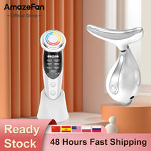 AmazeFan 7in1RF&EMS lifting Beauty LED Face Skin +3 Colors Led Facial Neck Massager  Photon Therapy Heating  Wrinkle Removal 2024 - купить недорого