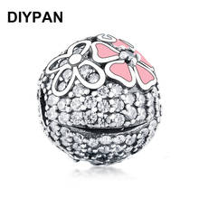 Pink Flower Lock Clip Charms Fit Original Pandora Charms Bracelet Women Fashion Jewelry Berloque 2024 - buy cheap