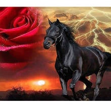 Pintura por número 40X50 50x6 5CM Rosa Negro caballo Animal DIY arte de pared regalo DIY imágenes por números Kits de lienzo de decoración del hogar 2024 - compra barato