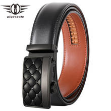 Plyesxale Genuine Leather Dress Belt For Men Jeans Holeless Diamond Plaid Automatic Black Belts Male Casual Formal Cintos B564 2024 - buy cheap