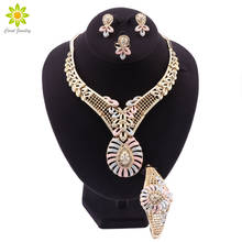 Jewelry Set African Beads Dubai Jewelry Set for Women Elegant  Crystal Jewelry Sets Gold-color Necklace Earrings Set 2024 - buy cheap