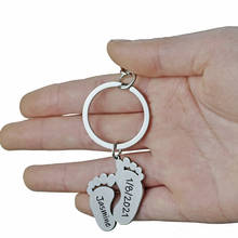 Custom Baby Birth Date Keychain Name Date Key Chain Mother Gift Key Chain Accessories Cute Foot Keychains 2024 - buy cheap