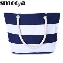 SMOOZA Women Beach Canvas Bag Fashion Color Stripes Printing Handbags Ladies Large Shoulder Bag Totes Casual Bolsa Shopping Bags 2024 - buy cheap