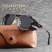 Óculos de sol steampunk unissex, óculos escuros retrô de proteção lateral estilo quadrado de metal uv400, 2021 2024 - compre barato