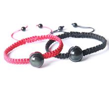 Pulseiras de energia natural preto arco-íris olho obsidian pulseira casal mão tecida lucky vermelho/preto corda contas bola para homens 2024 - compre barato