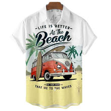 Summer Men's Hawaiian Shirts Vintage Top 3d Car Print Loose Casual Shirts Men Beach Aloha Shirt Fashion Clothing Ropa Hombre 5XL 2024 - buy cheap