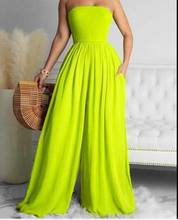 VAZN 2021 Europe and the United States Spring and Summer New Breast Wrap Solid Color Temperament Large Size wide Leg Jumpsuit 2024 - buy cheap