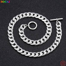 2022 Fashion Real 925 Sterling Silver Necklace Stars Totem Flat Horsewhip-chain OT-buckle Pure Argentum Neck Jewelry for Men 2024 - buy cheap