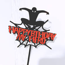 Acrílico super herói tema feliz aniversário bolo topper festa decoração menino doces bar crianças fontes de festa pais dia bolo topper 2024 - compre barato