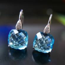 KQDANCE Created 12mm Emerald green blue Crystal Amethyst Smoky Quartz Earrings Sterling 925 Silver Jewelry For Women wholesale 2024 - buy cheap