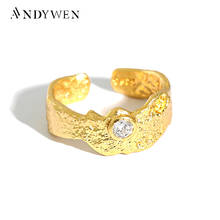 ANDYWEN-Anillo de Plata de Ley 925 para mujer, sortija ajustable, plata esterlina, oro claro, Zorcon, boda, joyería fina 2024 - compra barato