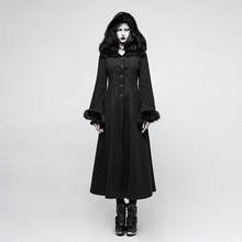 Женское готическое пальто с капюшоном в стиле панк, повседневное черное пальто с цветочным принтом в стиле ретро для сцены 2024 - купить недорого