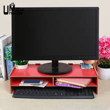 Suporte do computador caixas de armazenamento do teclado monitor prateleiras de madeira organizadores mesa suporte para mesa escritório em casa desktop organizati 2024 - compre barato