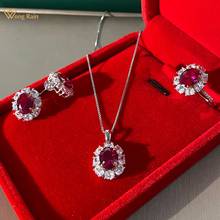 Wong Rain 925 Sterling Silver Created Moissanite Ruby Gemstone Earrings/Necklace/Ring Wedding Engagement Jewelry Sets Wholesale 2024 - buy cheap