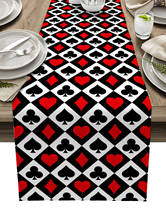 Quadrados de poker spades corações xadrez corredor de mesa moderna festa jantar corredor mesa casamento decoração toalha e placemats 2024 - compre barato