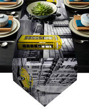 Table Runners Modern Bus Vintage Telephone Booth Mailbox London Yellow Tablecloths Table Runner Party Holiday Table Decoration 2024 - buy cheap