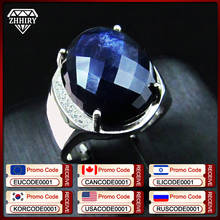 Мужское кольцо с натуральным сапфиром, оригинальные однотонные драгоценные камни из драгоценного серебра, мужские кольца, черные, синие ювелирные изделия 2024 - купить недорого