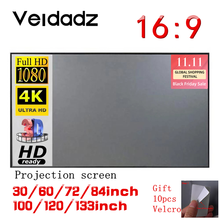 VEIDADZ Projector Screen For Home 16:9 Portable HD 60 72 84 100 106 120 130 133 Inch Reflective Canvas Projection Screens 2024 - buy cheap