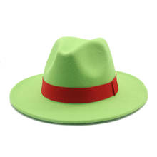 Sombreros de fedora para mujer, banda de cinta, vestido formal, boda, iglesia, clásico, rojo, verde, blanco, fieltro, nuevo 2021 2024 - compra barato