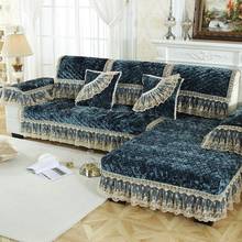 Decoração do laço capa de sofá de veludo de pelúcia caso travesseiro capas de sofá para sala estar em forma de l europeu cor sólida sofás almofada toalha 2024 - compre barato