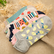 Calcetines tobilleros de algodón para mujer, calcetín, estilo Harajuku, informal, con frutas, plátano, tallas 34-40, 5 pares 2024 - compra barato
