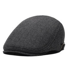 Fibonacc- boina plana de lana y nailon para hombre, gorros para vendedor de periódicos de mediana edad, a rayas, para papá 2024 - compra barato