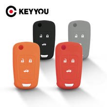 KEYYOU-funda de silicona para llave de coche, carcasa con 3 botones para Chevrolet Cruze AVEO SAIL TRAX MALIBU CAPTIVA, soporte Fob 2024 - compra barato