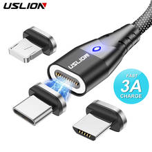 USLION Magnetic Fast Cable Micro USB Charging Phone Android Data Cable Wire Magnet Charger For Samsung Xiaomi Huawei Mobile 3A 2024 - buy cheap