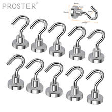 Proster 10pcs Powerful Magnetic Hooks Wall Hanger Hook Heavy Duty Magnet Hanging Hook 16mm for Home Kitchen Storage Organization 2024 - buy cheap