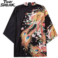 Chaqueta estilo Kimono japonés para hombre, ropa fina con estampado de Fénix colorido, estilo Harajuku, Hip Hop, ropa de calle japonesa, verano, 2021 2024 - compra barato