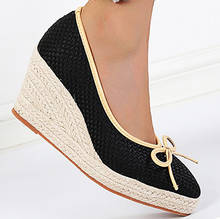 EAGSITY women high heel pointed toe wedges platform Espadrilles shoes party pumps comfortable casual shoes rops sole 2024 - buy cheap