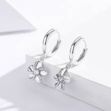 Cute 925 Sterling Silver Flower CZ Charm Small Loops Hoops Earrings For Women Jewelry Kids Girls Pendientes Aros Largos Kolczyki 2024 - buy cheap