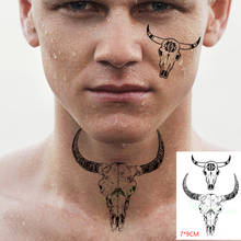 Waterproof Temporary Tattoo Sticker Bull Cow Goat Skull Head Horn Totem Fake Tatto Flash Tatoo Small Body Art for Men Women 2024 - buy cheap