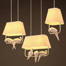 Modern simple bedroom bird fabric Pendant Lamp  personality creativity Nordic retro birdcage dining room lampshade Chandelier 2024 - buy cheap
