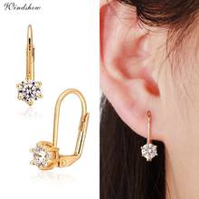 Cute Gold Color Six Claw Solitaire Round AAA CZ Zircon Small Clip On Earrings for Women Girls Wedding Bridal Jewelry Brinco Aros 2024 - buy cheap