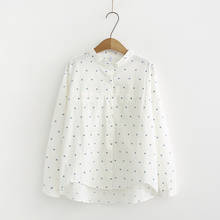 100% Cotton Polka Dot Women Blouse And Shirts 2020 Summer New Loose Solid Office Lady Elegant White Shirts Tops 2024 - buy cheap