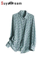 SuyaDream Silk Blouse Women 100% Silk Crepe Printed Blouse Shirt 2021 Autumn Fall Office chic Shirts 2024 - buy cheap