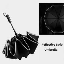 Reflective Strip Umbrella Ten Bones Fully Automatic Umbrella 3 Folding Wind Resistant High Quality Business Sunny Rain Umbrella 2024 - buy cheap
