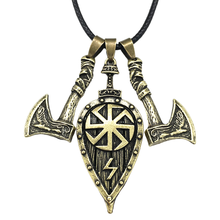 Nostalgia 10Pcs Goth Shield And Axe Pendants Odin Raven Wolf Amulet Talisman Viking Jewelry Wholesale Necklaces 2024 - buy cheap