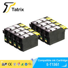 Cartucho de tinta para impressora, compatível com 8 peças t1361, para epson workforce k101 k201 k301 2024 - compre barato