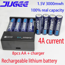 JUGEE-batería recargable de polímero de litio, 1,5 v, 3000mWh, AA, 2000mah, 1 cargador USB, 8 Uds. 2024 - compra barato