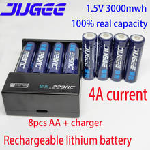 JUGEE 8pcs 1.5v 3000mWh AA rechargeable Li-polymer li-ion polymer lithium battery +1 AA AAA TYPE C Charger  4A high current 2024 - buy cheap